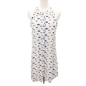 Larke Novelty Sunglasses Print Sleeveless Dress Polka Dot Lined Rayon Size S‎